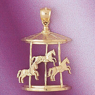 Dazzlers Jewelry Carousel Horses Pendant Necklace Charm Bracelet in Yellow, White or Rose Gold 5983…