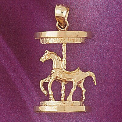 Dazzlers Jewelry Carousel Horses Pendant Necklace Charm Bracelet in Yellow, White or Rose Gold 5978…