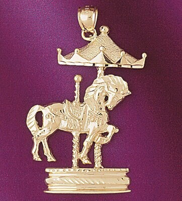 Dazzlers Jewelry Carousel Horses Pendant Necklace Charm Bracelet in Yellow, White or Rose Gold 5975…