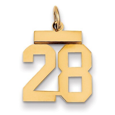 Number 28 Charm 14k Gold Small Polished LS28, MPN: LS28, 883957033471
