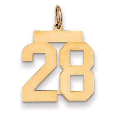 Number 28 Charm 14k Gold Medium Polished LM28, MPN: LM28, 883957133041