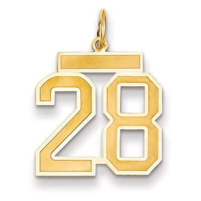 Number 28 Charm 14k Gold Medium Satin LSM28, MPN: LSM28, 883957073996