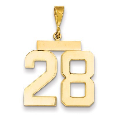 Number 28 Charm 14k Gold Large Polished LP28, MPN: LP28, 883957066899