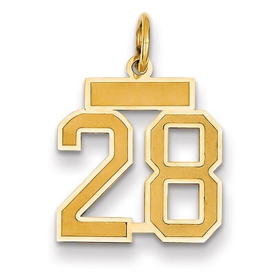 Number 28 Charm 14k Gold Small Satin  LSS28, MPN: LSS28, 883957069050