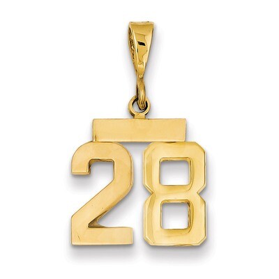 Number 28 Charm 14k Gold Small Polished SP28, MPN: SP28, 883957140919