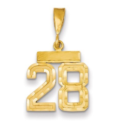 Number 28 Charm 14k Gold Small Diamond-cut SN28, MPN: SN28, 883957104201