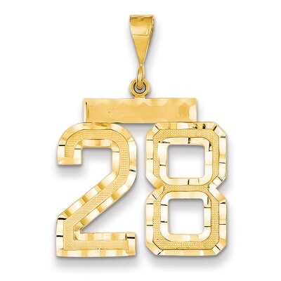 Number 28 Charm 14k Gold Large Diamond-cut LN28, MPN: LN28, 883957122199