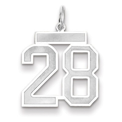 Number 28 Charm Medium Satin 14k white Gold WSM28, MPN: WSM28, 883957077345