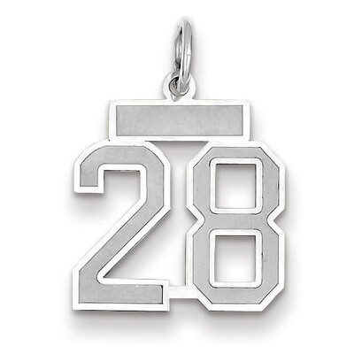 Number 28 Charm Small Satin 14k white Gold WSS28, MPN: WSS28, 883957071367