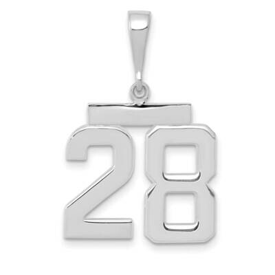 Number 28 Charm 14k White Gold Polished Medium WMP28, MPN: WMP28, 196904075876