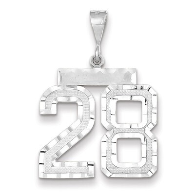 Number 28 Charm 14k white Gold Large Diamond -cut WLN28, MPN: WLN28, 883957123578