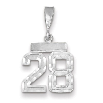 Number 28 Charm Small Diamond -cut 14k white Gold WSN28, MPN: WSN28, 883957111681
