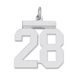 Pendant Number 28 Polished Sterling Silver Medium QMS28, MPN: QMS28, 191101278006