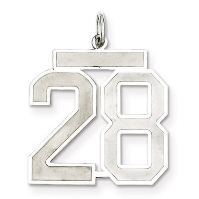 Pendant Number 28 Satin Sterling Silver Large QPP28, MPN: QPP28, 191101281679