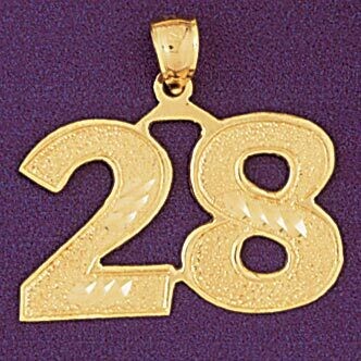 Dazzlers Jewelry Number 28 Pendant Necklace Charm Bracelet in Yellow, White or Rose Gold 950928, MP…