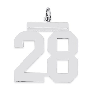 Charm Number 28 Polished Sterling Silver Large QPL28, MPN: QPL28, 191101280795