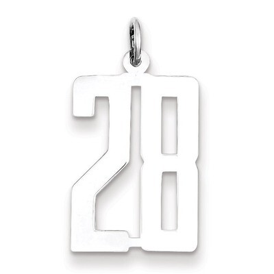 Charm Number 28 Elongated Pol Sterling Silver Small QES28, MPN: QES28, 191101190100
