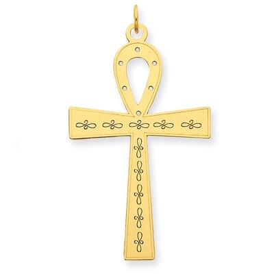 Laser Designed Ankh Cross Pendant 14k Gold XR1067, MPN: XR1067, 886774131184