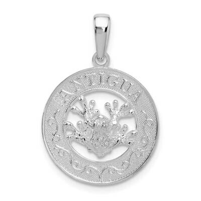 Antigua Circle with Frog Pendant Sterling Silver Polished QC9948, MPN: QC9948, 637218150601