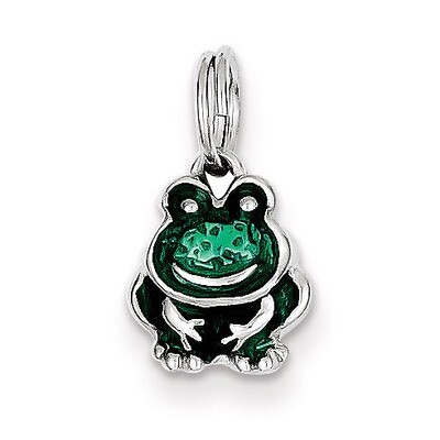 Green Enameled Frog Charm Sterling Silver QC6256, MPN: QC6256, 883957915340