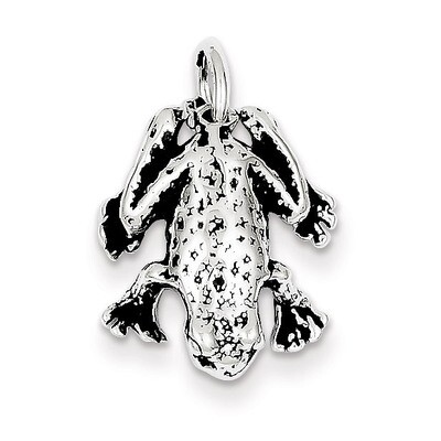 Sterling Silver Antiqued Frog Charm QC7678