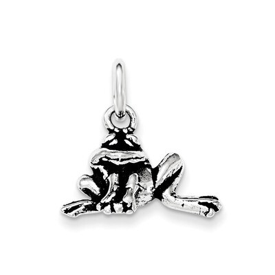 Antiqued 3-D Frog Pendant Sterling Silver QC8769