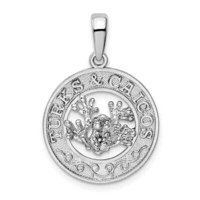 Textured Turks And Caicos with Frog Pendant Sterling Silver QC9894, MPN: QC9894, 637218147069