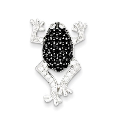 Black &amp; White Diamond Frog Pendant Sterling Silver QP2117, MPN: QP2117, 191101532658