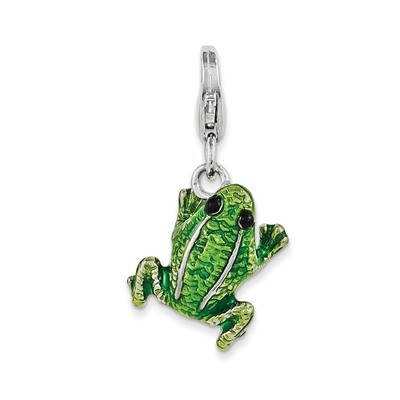 3-D Enameled Frog Charm Sterling Silver QCC1063 by Amore La Vita, MPN: QCC1063, 191101390623