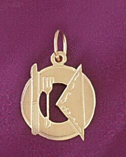 Dazzlers Jewelry Plate Knife Fork Pendant Necklace Charm Bracelet in Yellow, White or Rose Gold 692…