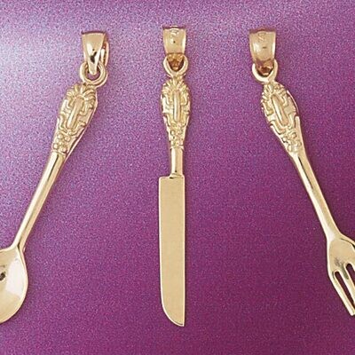 Dazzlers Jewelry Knife Pendant Necklace Charm Bracelet in Yellow, White or Rose Gold 6920, MPN: DZ-…