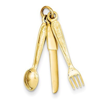 Knife, Fork &amp; Spoon Charm 14k Gold A4183, MPN: A4183, 883957853796