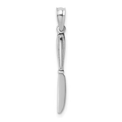 Polished Table Knife Charm 14k White Gold 3-D K7344W, MPN: K7344W,