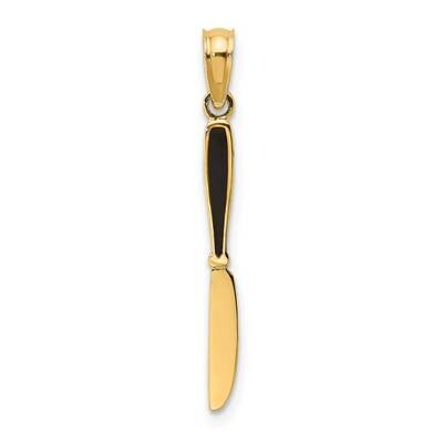 Black Enamel 3-D Table Knife Charm 14k Gold K7016, MPN: K7016, 637218138777