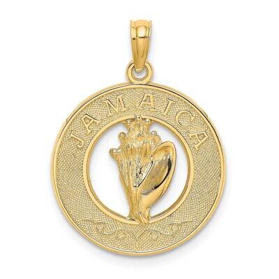 Jamaica On Round Frame with Conch Shell Charm 14k Gold K7560, MPN: K7560, 637218115877