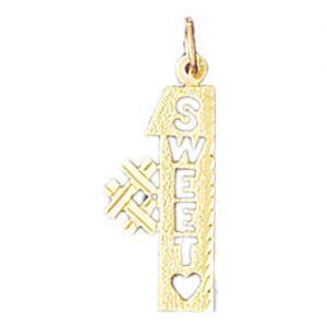 Dazzlers Jewelry Number One Sweet Heart Pendant Necklace Charm Bracelet in Yellow, White or Rose Go…