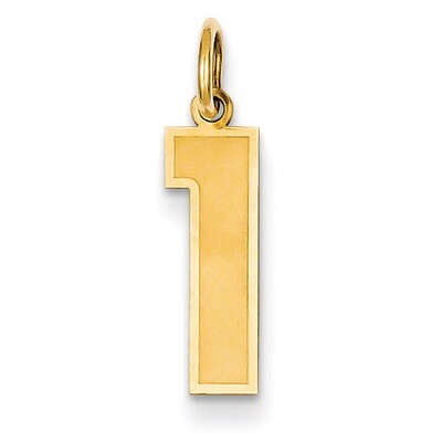 Medium Satin Number 1 Charm 14k Gold LSM01, MPN: LSM01, 886774102344