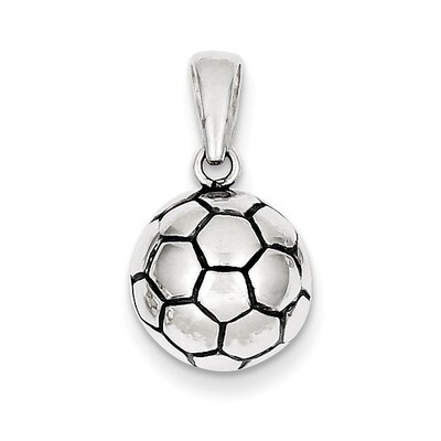 Soccer Ball Pendant Antiqued Sterling Silver QC7138, MPN: QC7138, 883957138527