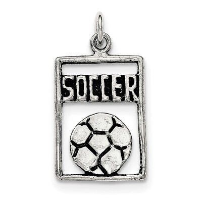 Soccer Rectangle Pendant Sterling Silver Antiqued QC8837, MPN: QC8837, 191101361159
