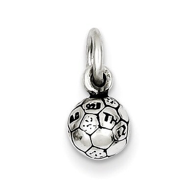 Soccer Ball Charm Antiqued Sterling Silver QC6480, MPN: QC6480, 883957916095
