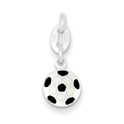 Soccer Ball Charm Sterling Silver Enameled QC6476, MPN: QC6476, 883957577357