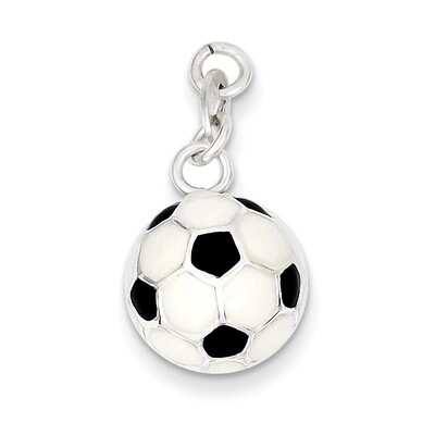 Enameled Soccer Ball Charm Sterling Silver QC7145, MPN: QC7145, 886774760247