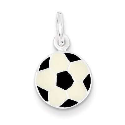 Soccer Ball Charm Sterling Silver Enameled QC6477, MPN: QC6477, 883957916071