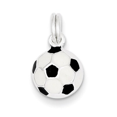 Black &amp; White Enameled Soccer Ball Charm Sterling Silver QC7134, MPN: QC7134, 723252268881
