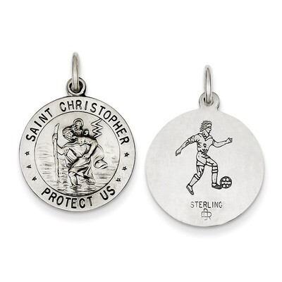 Saint Christopher Soccer Medal Sterling Silver QC3572, MPN: QC3572, 886774582856