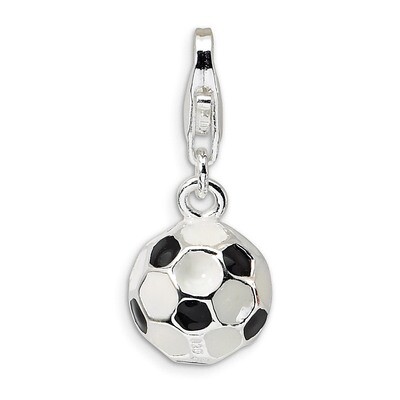 3-D Enameled Small Soccer Ball Charm Sterling Silver QCC299 by Amore La Vita, MPN: QCC299, 88395733…