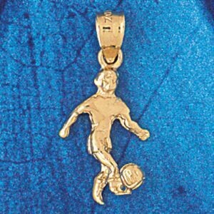 Dazzlers Jewelry Soccer Player Pendant Necklace Charm Bracelet in Yellow, White or Rose Gold 3266, …