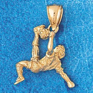 Dazzlers Jewelry Soccer Player Pendant Necklace Charm Bracelet in Yellow, White or Rose Gold 3263, …