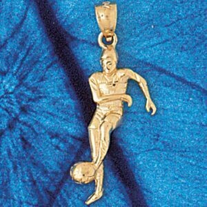 Dazzlers Jewelry Soccer Player Pendant Necklace Charm Bracelet in Yellow, White or Rose Gold 3261, …