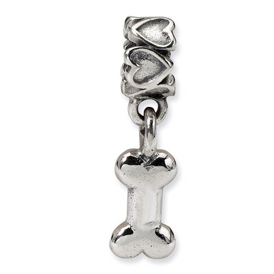Dog Bone Dangle Bead - Sterling Silver QRS1250, MPN: QRS1250, 883957277493